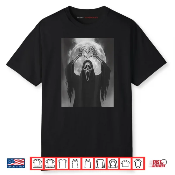 Scary Face Horror Poster Halloween Ghost Heart Hands Shirt