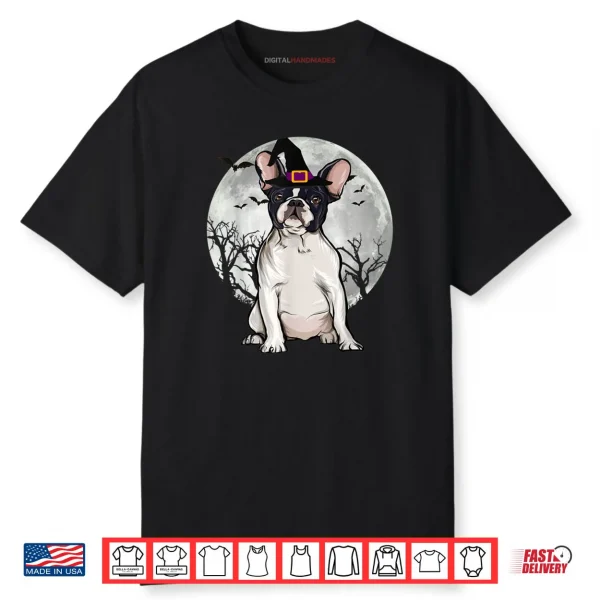 Scary French Bulldog Dog Witch Hat Halloween Shirt