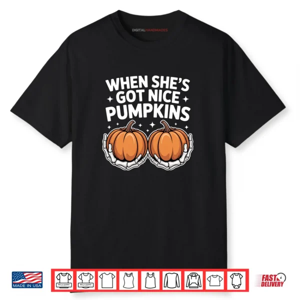 Skeleton Hands Holding Pumpkins Couple Halloween Shirt