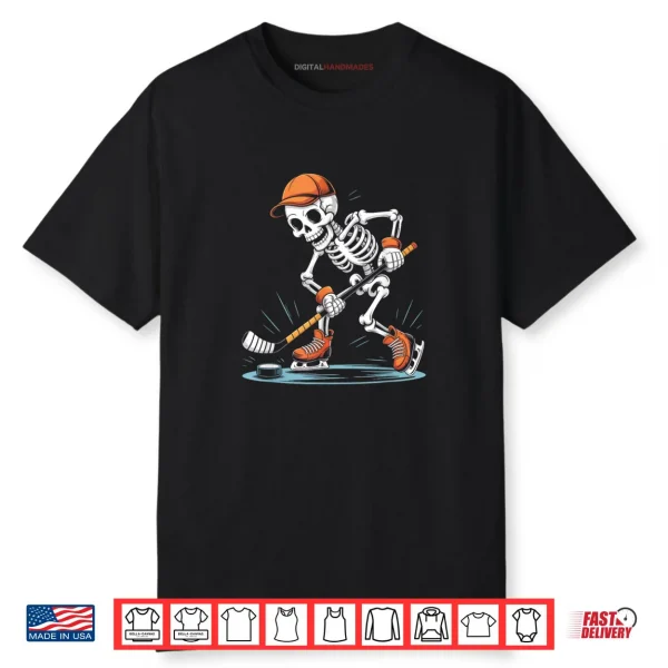 Skeleton Ice Hockey Halloween Costume Shirt