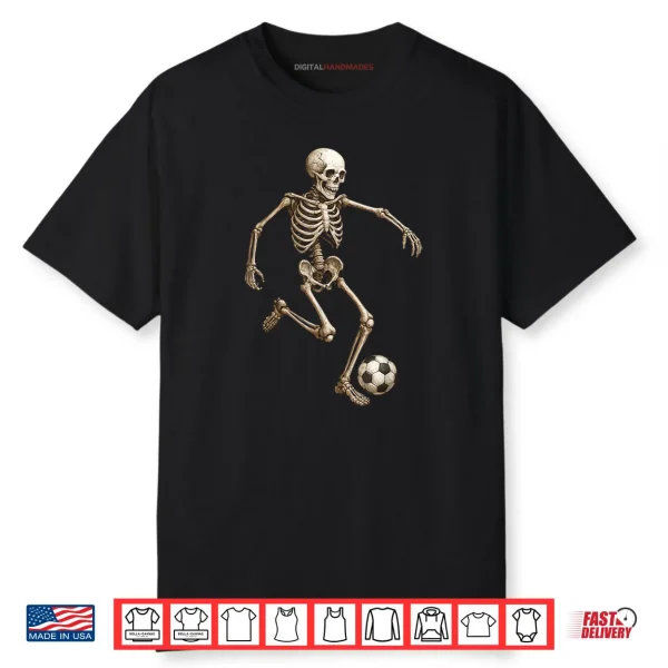 Skeleton Soccer Retro Halloween Costume Shirt