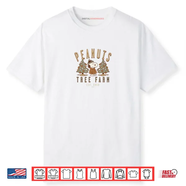 Snoopy Peanuts Tree Farm Christmas Retro Style Shirt