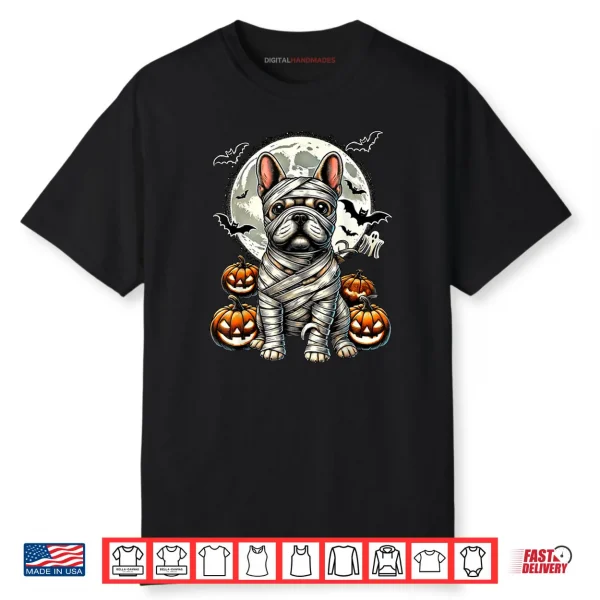 Spooky French Bulldog Mummy Full Moon Halloween Dog Shirt