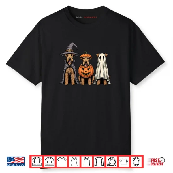 Spooky Ghost Airedale Terrier Pumpkin Halloween Dog Lover Shirt