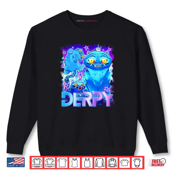 Sweatshirt 2025 Anime Cute Blue Tiger Derpy Vintage Shirt