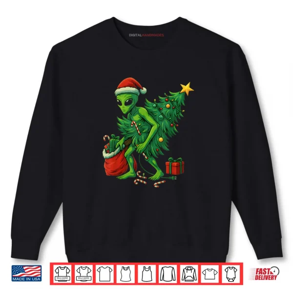 Sweatshirt Alien Christmas Tree Lights Xmas Shirt