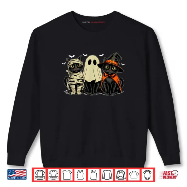 Sweatshirt Black Cat Ghost Witch Scary Pumpkin Funny Halloween Shirt