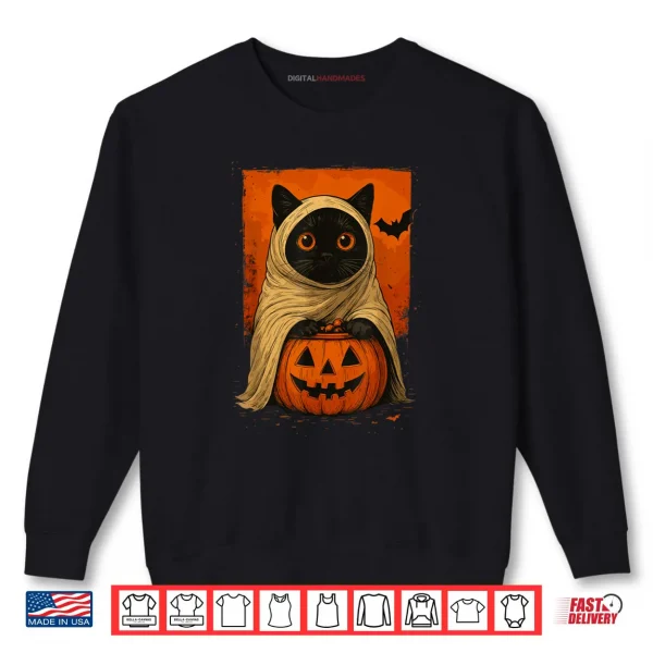 Black Cat Halloween Pumpkin Spooky Ghost Funny Vintage Shirt 1 Sweatshirt Black Cat Halloween Pumpkin Spooky Ghost Funny Vintage Shirt
