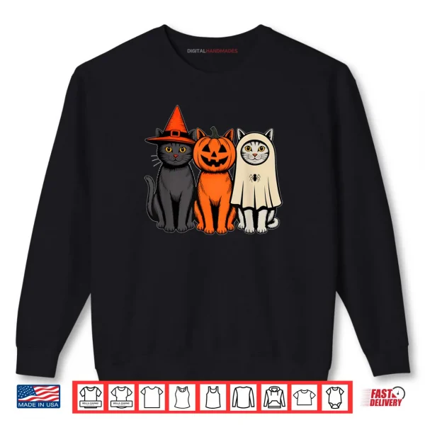 Black Cat Witch Hat Pumpkin Cute Ghost Halloween Shirt 1 Sweatshirt Black Cat Witch Hat Pumpkin Cute Ghost Halloween Shirt