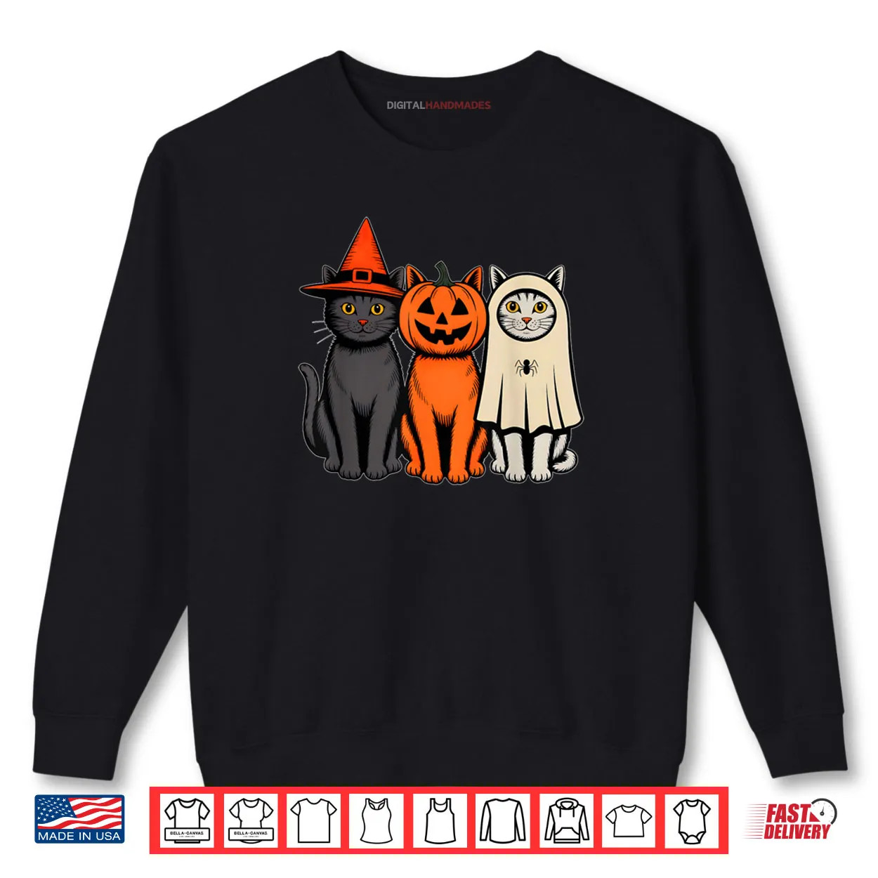 Black Cat Witch Hat Pumpkin Cute Ghost Halloween Shirt Black Cat Witch Hat Pumpkin Cute Ghost Halloween Shirt