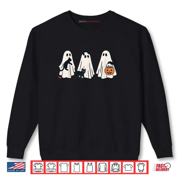 Sweatshirt Black Cats and Ghosts Halloween Costume Shirt