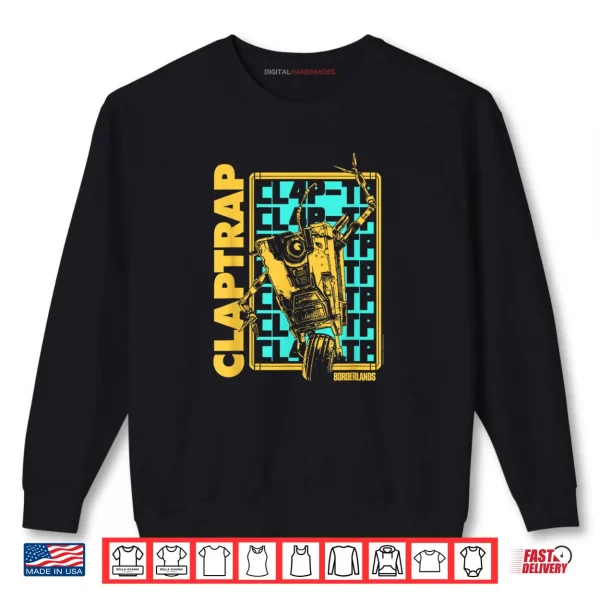 Sweatshirt Borderlands Claptrap Repeating Text Video Game Shirt