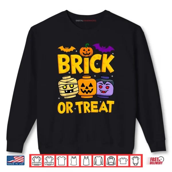 Sweatshirt Brick or Treat Halloween Master Builder Blocks Building Shirt