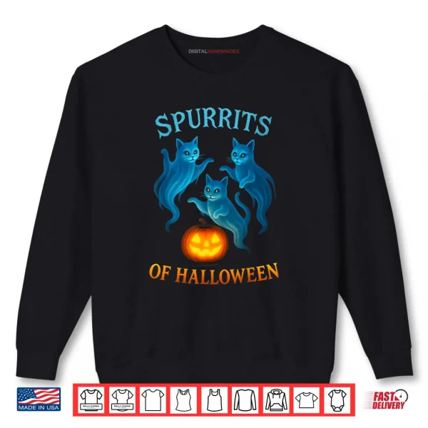 Sweatshirt Cat Lovers Spurrits of Halloween Ghost Cats Shirt