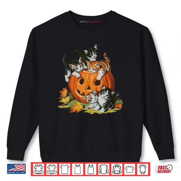 Sweatshirt Cat Pumpkin Halloween Retro Spooky Season Vintage 90s Shirt