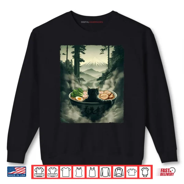 Sweatshirt Cat Ramen Mount Fuji Zen Aesthetic Funny Japanese Shirt