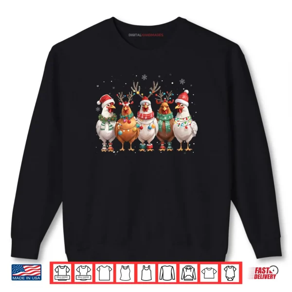 Sweatshirt Christmas Lights Chicken Santa Funny Xmas Tree Shirt