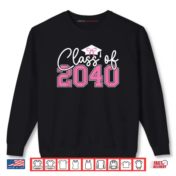 Sweatshirt Class of 2040 Grow with Me 2040 Graduation Pink Bow Shirt
