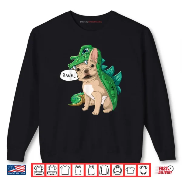Sweatshirt Cream French Bulldog Dinosaur Dragon Costume Halloween Shirt