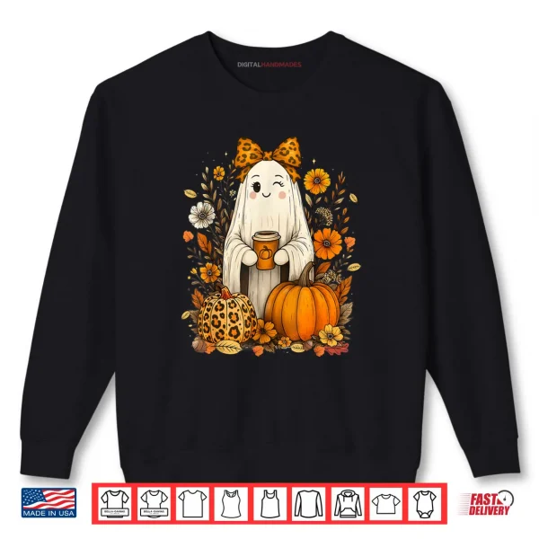 Sweatshirt Cute Boo Coquette Leopard Pumpkin Spice Autumn Fall Shirt
