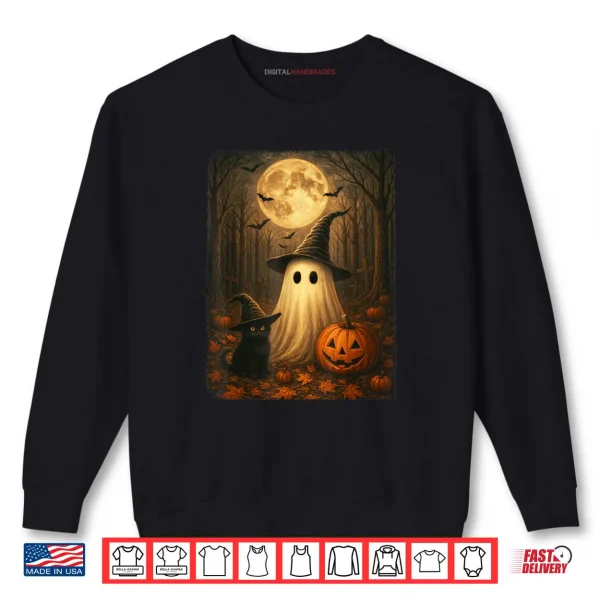 Cute Ghost Black Cat Halloween Witch Pumpkin Dark Forest Shirt 1 Sweatshirt Cute Ghost Black Cat Halloween Witch Pumpkin Dark Forest Shirt