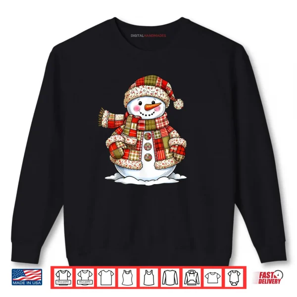 Cute Patchwork Snowman Merry Christmas Xmas Holiday Pajamas Shirt 1 Sweatshirt Cute Patchwork Snowman Merry Christmas Xmas Holiday Pajamas Shirt