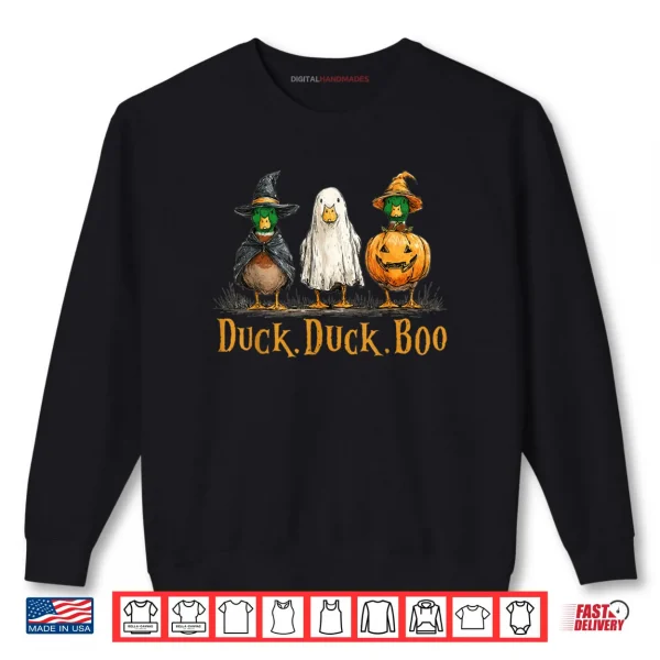 Sweatshirt Duck Duck Boo Funny Duck Goose Witch Pumpkin Halloween Shirt