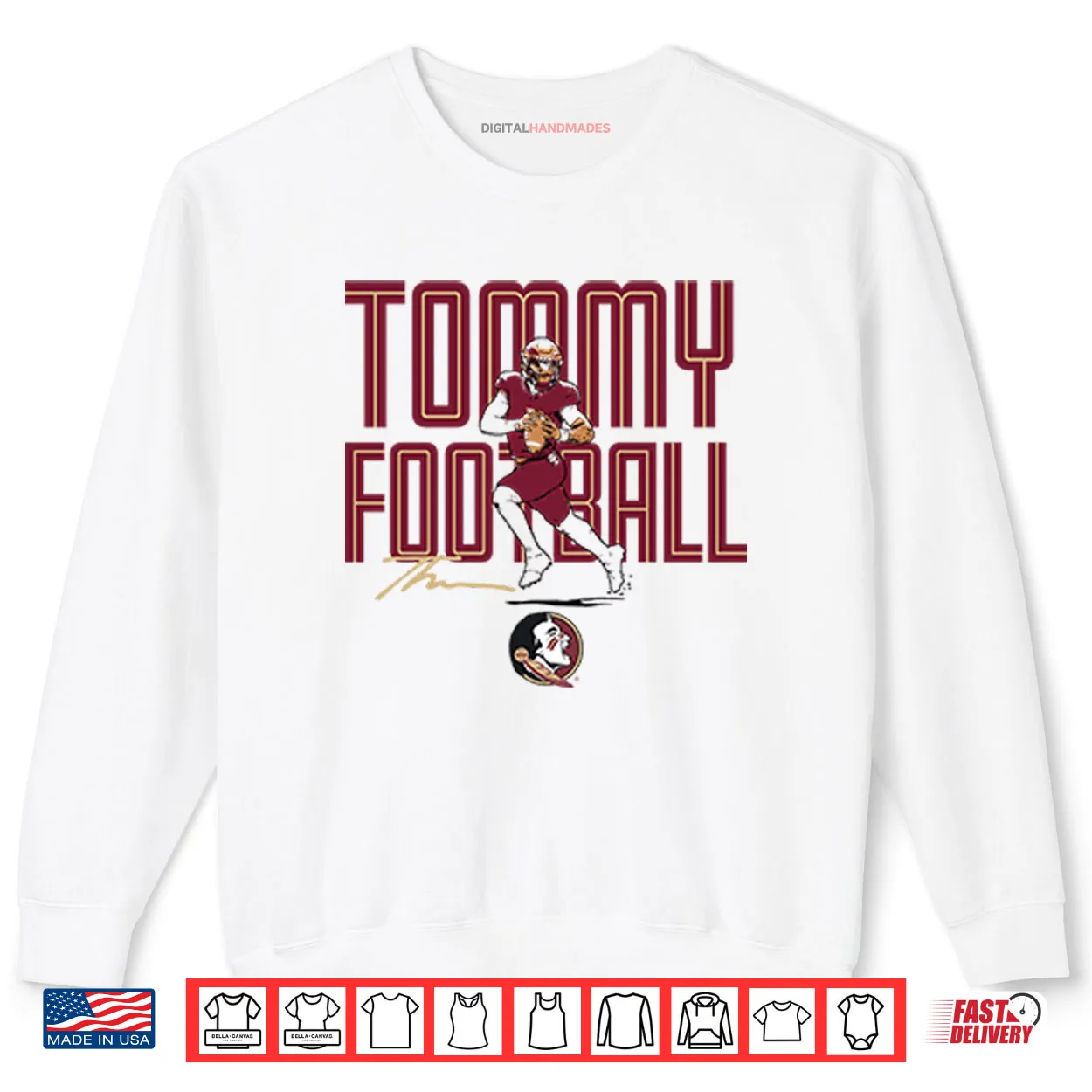 Florida State Seminoles Tommy Castellanos Tommy Football Shirt Florida State Seminoles Tommy Castellanos Tommy Football Shirt