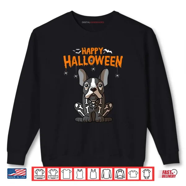 Sweatshirt French Bulldog Frenchie Halloween Funny Horror Dog Skull Shirt