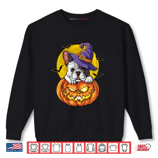 Sweatshirt French Bulldog Witch Pumpkin Halloween Shirt
