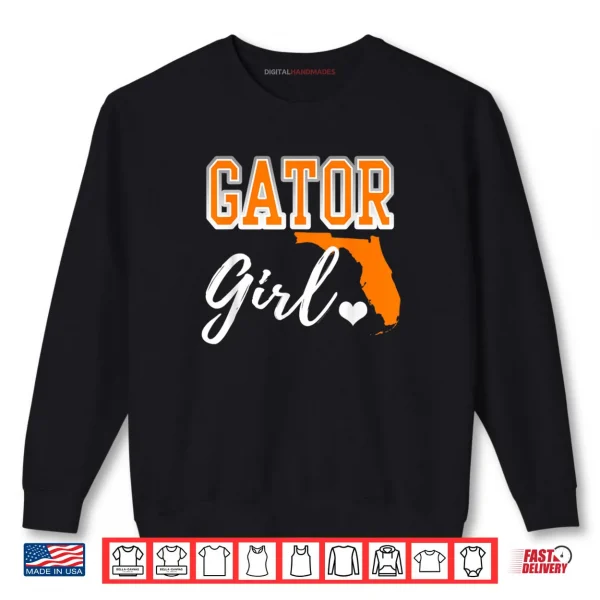 Gator Girl Florida Heart Map Shape Souvenir Shirt 1 Sweatshirt Gator Girl Florida Heart Map Shape Souvenir Shirt