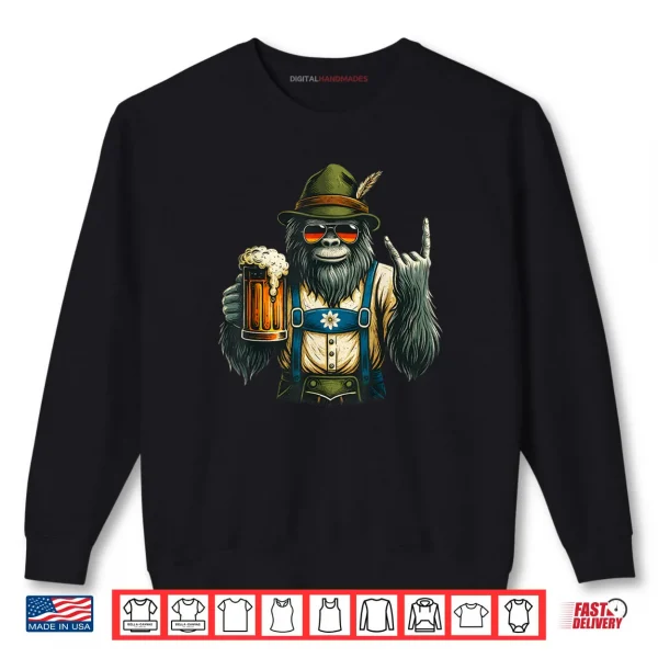 Sweatshirt German Bigfoot Sasquatch Beer Lederhose Funny Oktoberfest Shirt
