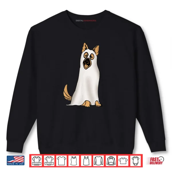 Sweatshirt German Shepherd Cute Dog Wearing Ghost Funny Halloween Shirt