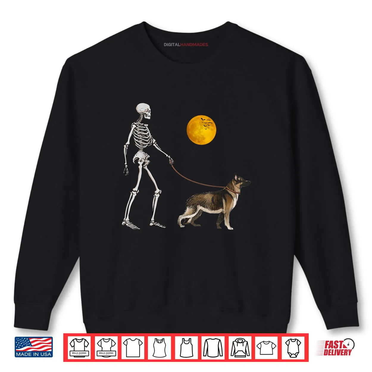 German Shepherd Skeleton Dog Walking Halloween Costume Shirt German Shepherd Skeleton Dog Walking Halloween Costume Shirt