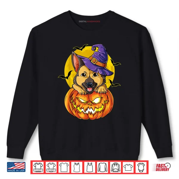 Sweatshirt German Shepherd Witch Pumpkin Shirt