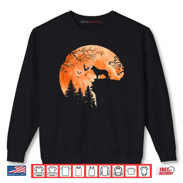 Sweatshirt German Shepherd and Moon Silhouette Dog Lover Halloween Shirt