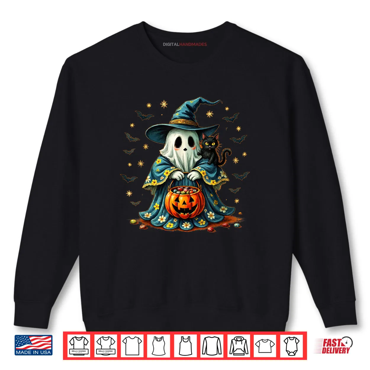 Ghost Holding Black Cat Groovy Floral Halloween Shirt Ghost Holding Black Cat Groovy Floral Halloween Shirt