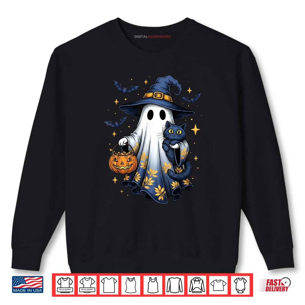 Ghost Witch Holding Black Cat Funny Halloween Shirt Ghost Witch Holding Black Cat Funny Halloween Shirt