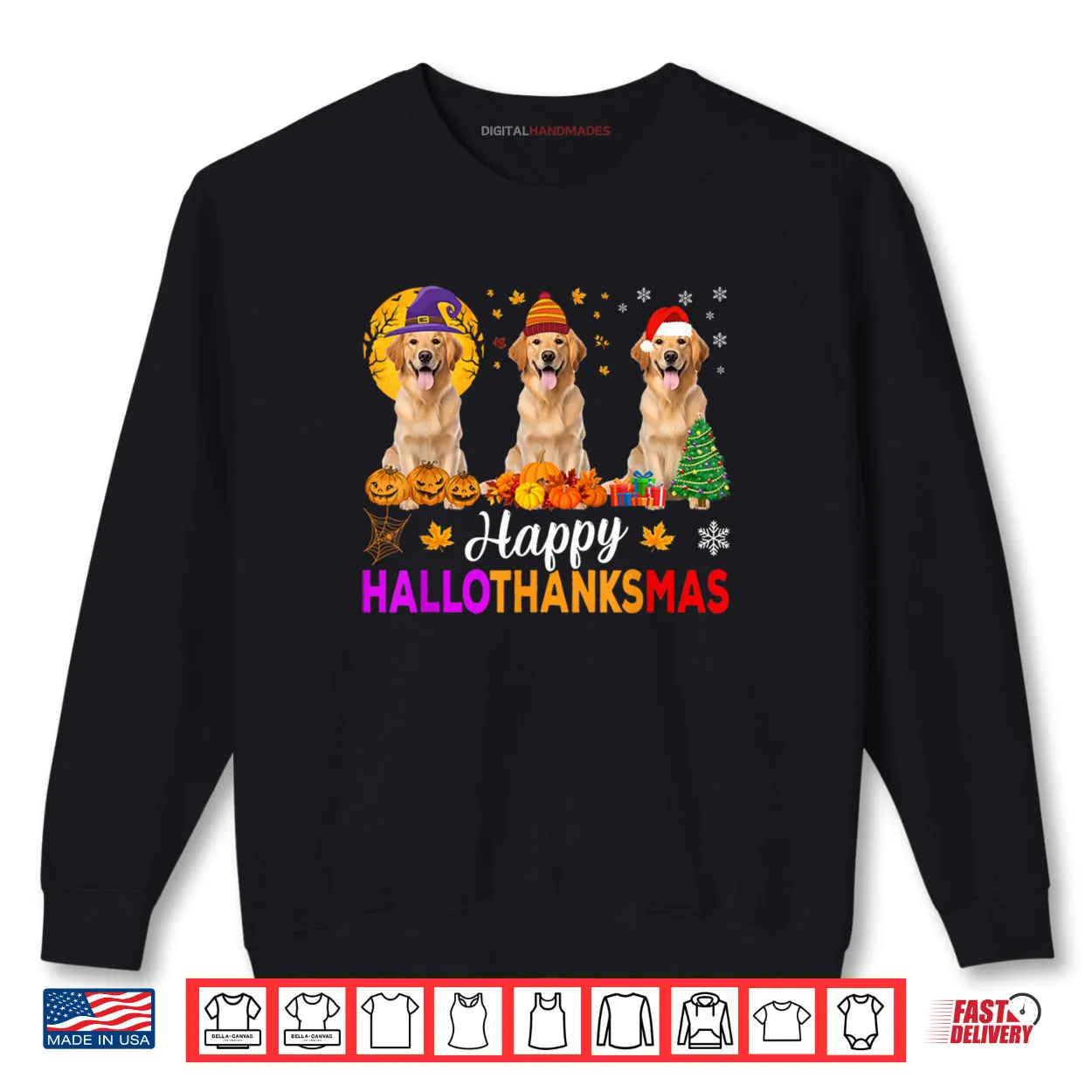 Golden Retriever Dog Halloween Christmas Hallothanksmas Shirt Golden Retriever Dog Halloween Christmas Hallothanksmas Shirt
