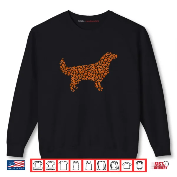 Sweatshirt Golden Retriever Dog Silhouette Halloween Costume Pumpkin Shirt
