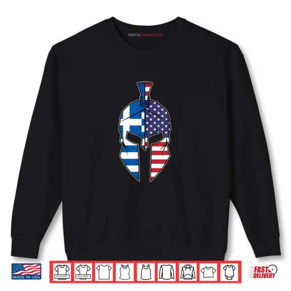 Sweatshirt Greek American Spartan Warrior Flag Pride Design Shirt