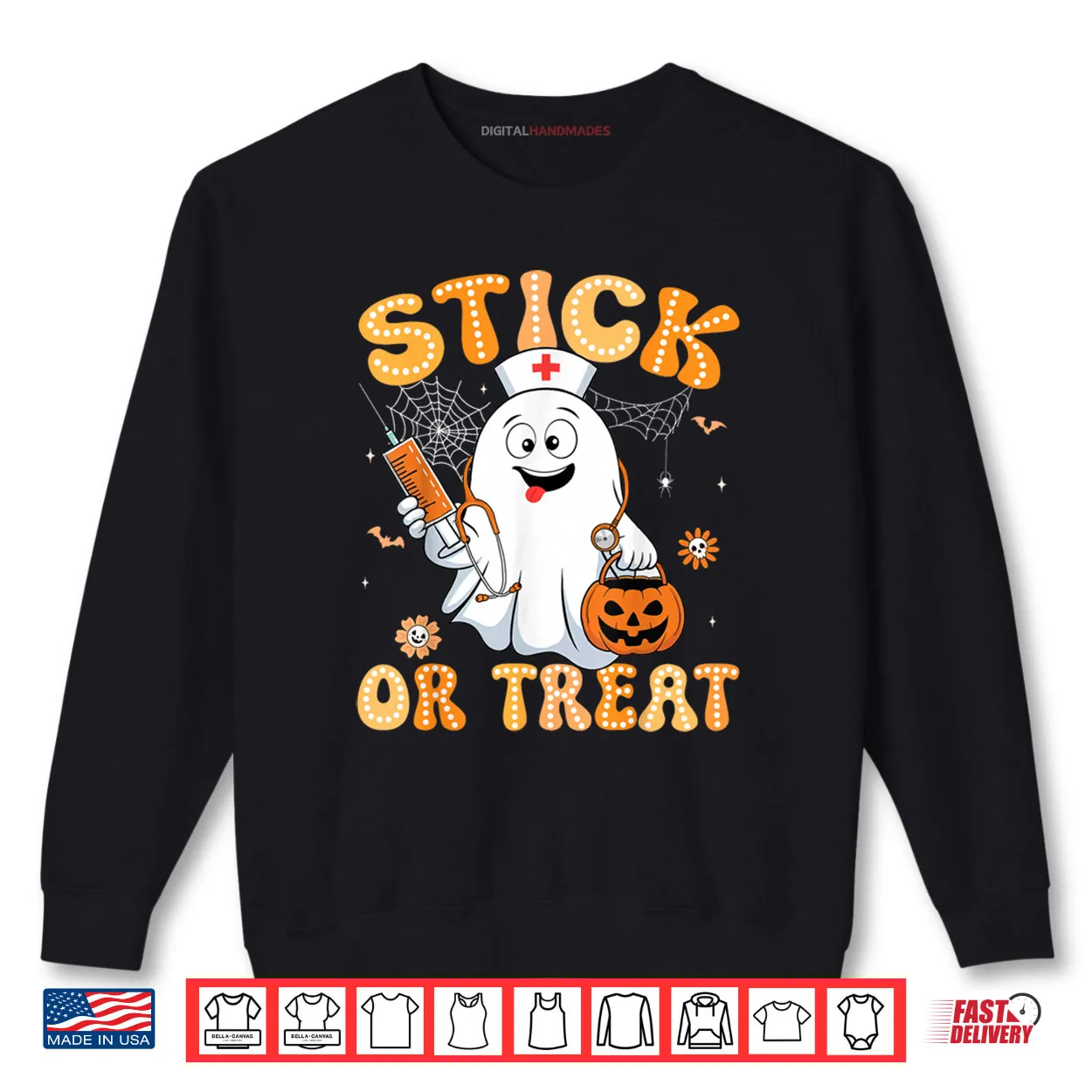 Groovy Stick or Treat Funny Halloween Costume Nurse Shirt Groovy Stick or Treat Funny Halloween Costume Nurse Shirt