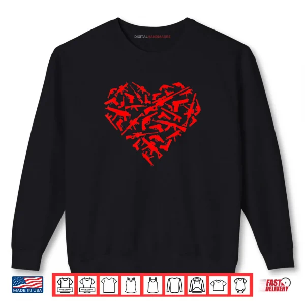 Sweatshirt Gun Shaped Heart Valentines Days Lovers Shirt