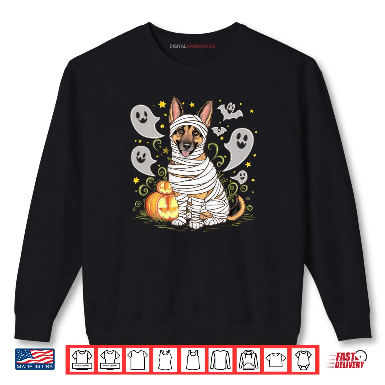 Halloween German Shepherd Mummy Dog Ghosts Pumpkins Shirt Halloween German Shepherd Mummy Dog Ghosts Pumpkins Shirt