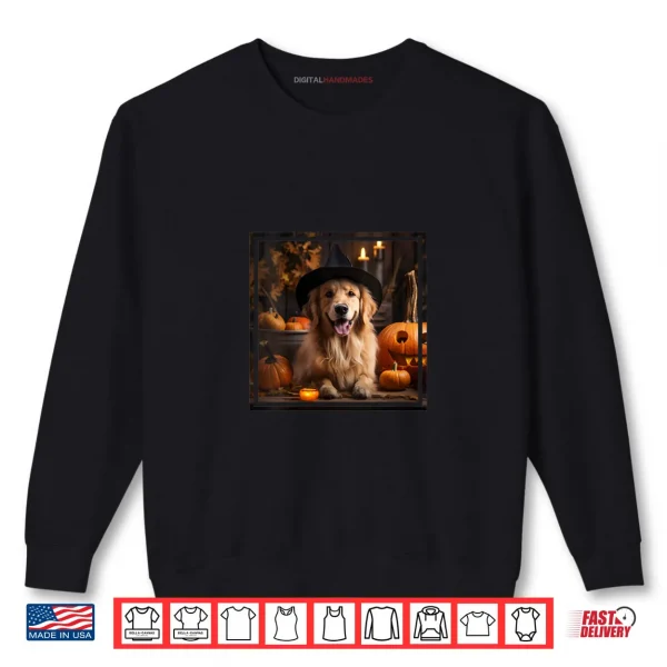Sweatshirt Halloween Golden Retriever Love Ghosts Pumpkins Dog Shirt