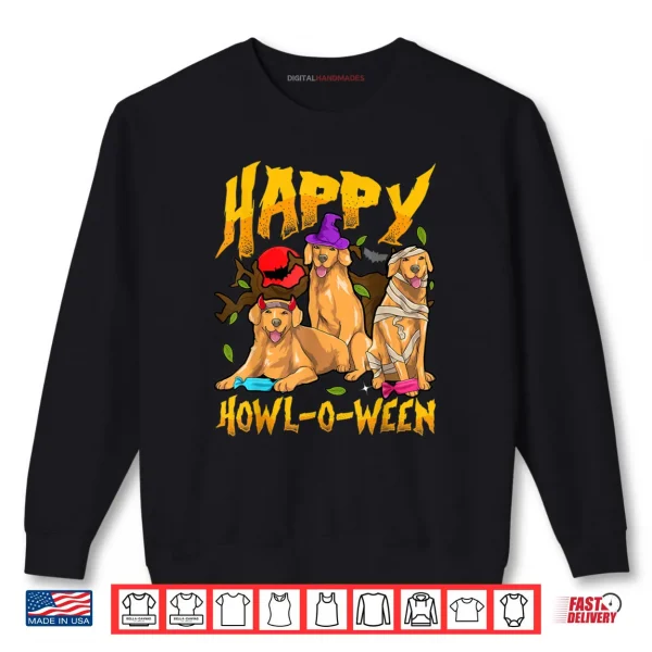 Sweatshirt Halloween Golden Retriever Mom Dad HAPPY HOWL O WEEN Goldies Shirt