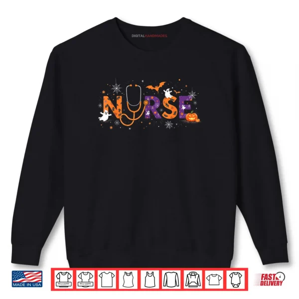 Sweatshirt Halloween Nurse 2025 Funny Letter Nursing School Life Fall Shirt
