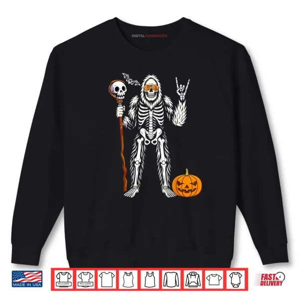 Sweatshirt Halloween Skeleton Bigfoot Rock Pumpkin Skull Shirt