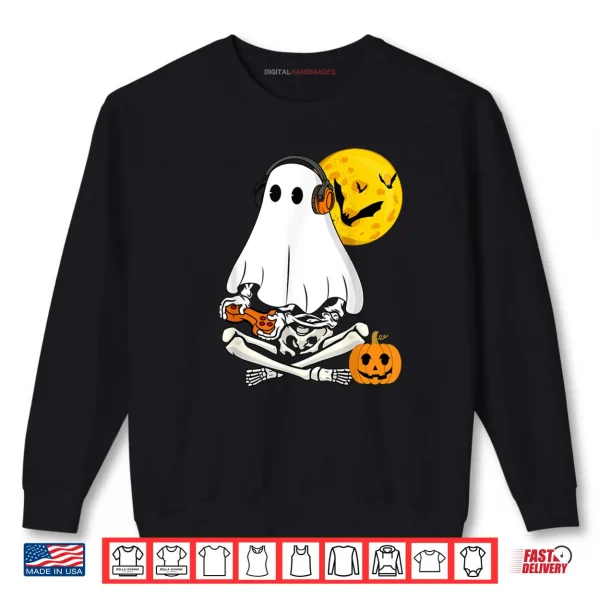 Sweatshirt Halloween Skeleton Ghost Gamer Scary Pumpkin Shirt