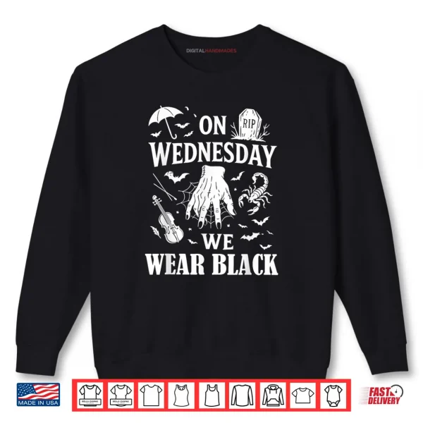 Sweatshirt Hand On Wednesdays We Wear Black Halloween Shirt